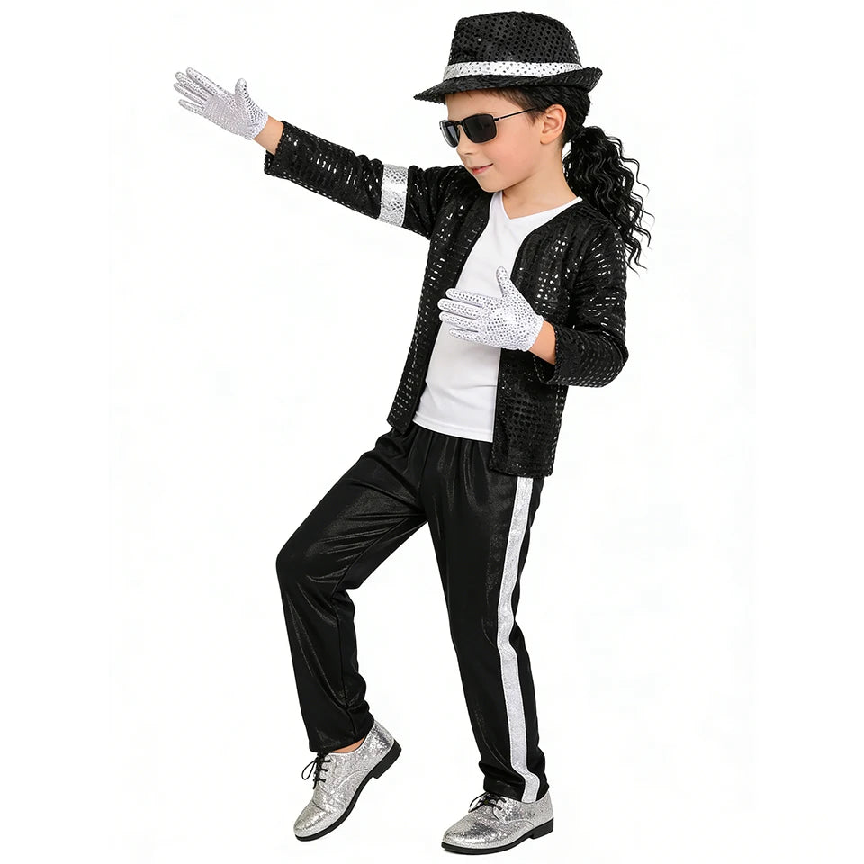 Michael Jackson Kids Clothes Halloween Cosplay Birthday Party Dance Performance Children's Costume Pop Star Boys Girls Outfits