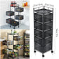 6 Tier Rotating Storage Shelves Rack,Kitchen Vegetable Storage Trolley,Vegetable Fruit Storage Basket Rack,5 Layer Kitchen Rotating Storage Rack,Vegetable Trolley,Potato Storage,Onion Storage