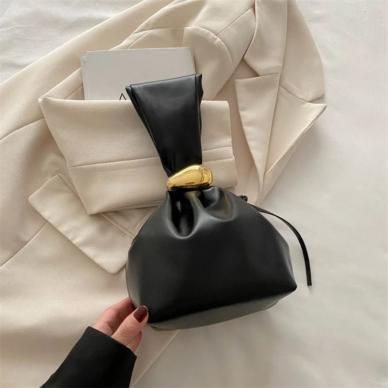 Personalized Soft Leather Clutch Bag Luxury Designer Women Pleated Mini Bucket Pouch Temperament Side Zipper Party Evening Bags