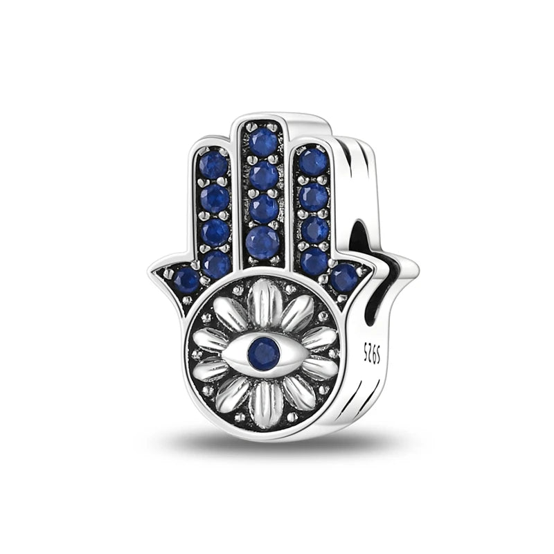 Hot Sales 925 Sterling Silver Charms Beads Devil's Eye Fatima's Hand Cross Beads Fit Original Bracelet Women DIY Jewelry Gifts