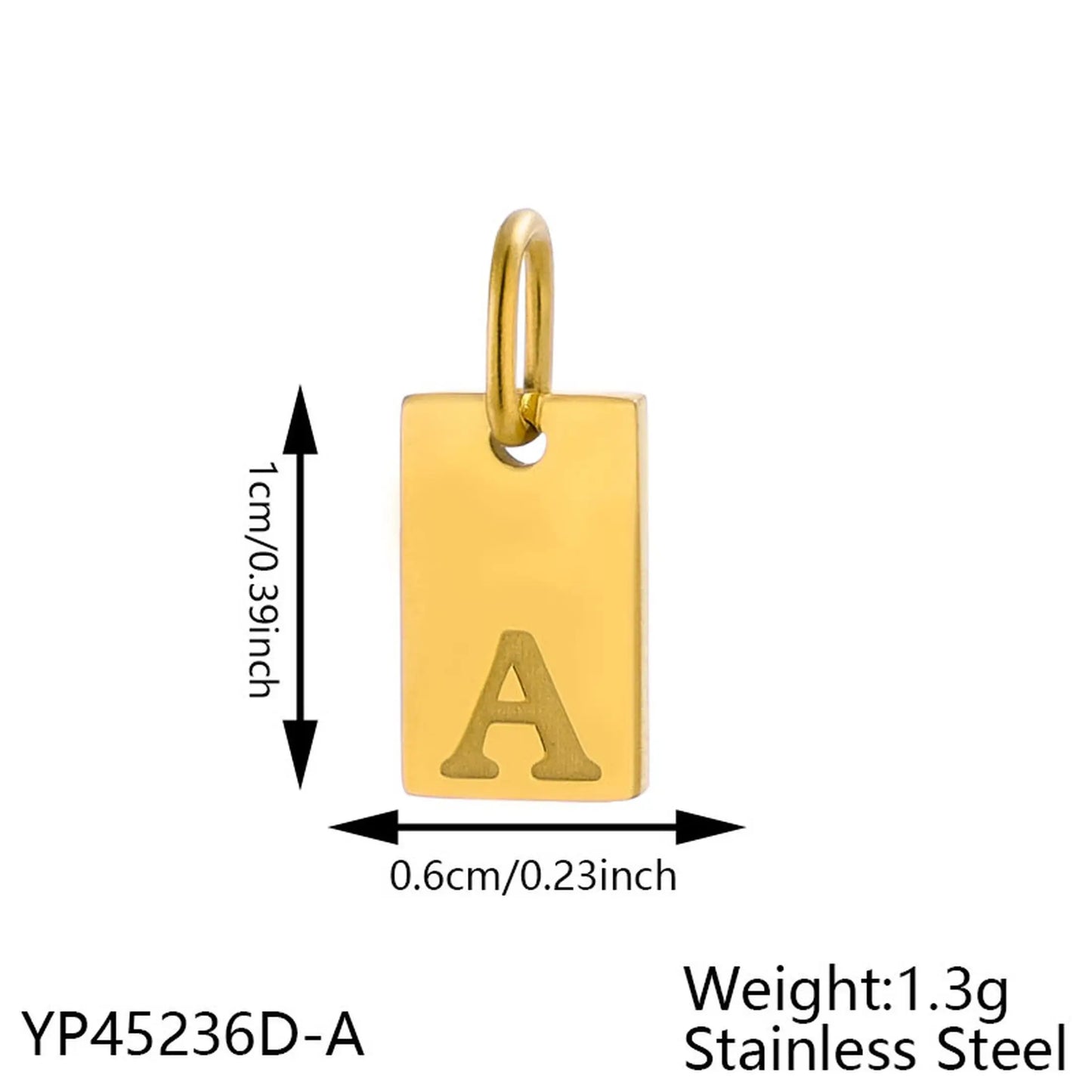 Polished Stainless Steel Square Gold Color Pendant Hang 26 Letters DIY Bracelet Pet Collar Necklace Jewelry Making