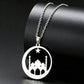 Mosque Crescent Star Necklace Stainless Steel Islamic Jewelry Muslim Eid Ramadan Pendant Gifts Her Minimalist Religious Neckwear