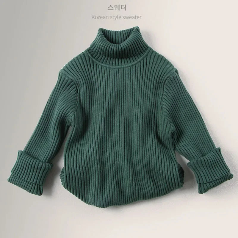 2025 New Autumn Baby Girls Sweater Kids Sweater Winter High Neck Sweater Boys Casual Loose Pullover Sweater Baby Knitted Clothes