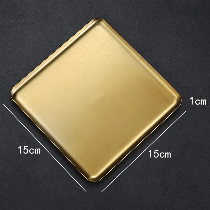 Rectangular 304 Stainless Steel Plate Barbecue Plate Hot Pot Buffet Tray Square Snack Dessert Trays Kitchen Cook Accessories