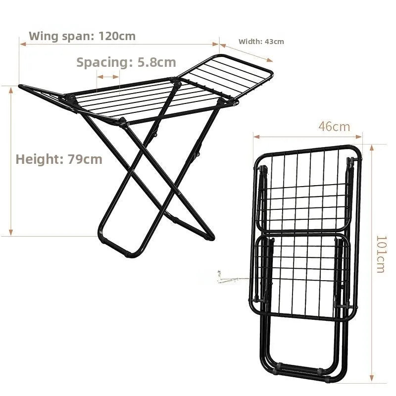 Simple Floor-Mounted Laundry Drying Rack Yangzi Footline Heater Balcony Stacking Easy-To-Use Clothes Drying Rack Home Use