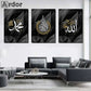 Muslim White Gold Calligraphy Canvas Painting Islamic Posters And Prints Abstract Black Wall Art Picture For Living Room Decor