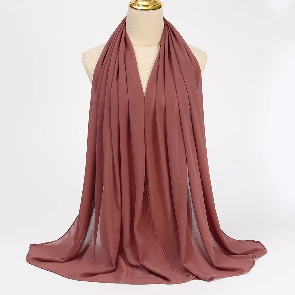 Muslim Chiffon Hijabs For Woman Long Solid Color Head Wrap For Women Shawls Scarves Ladies Muslim Veil Hijab