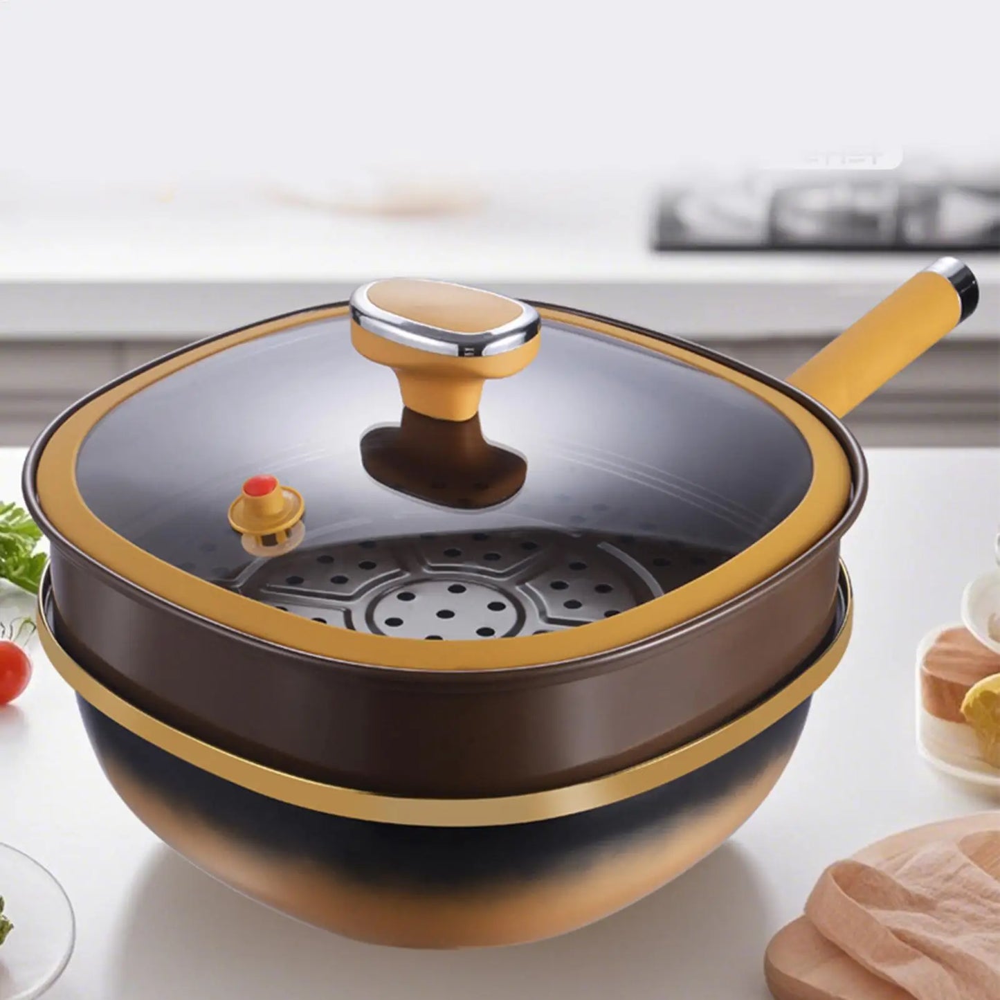 Titanium Alloy Non-Stick Pot with Lid 30CM Large Capacity Household Frying Pan Kitchen Induction Cooker Gas Stove Universal