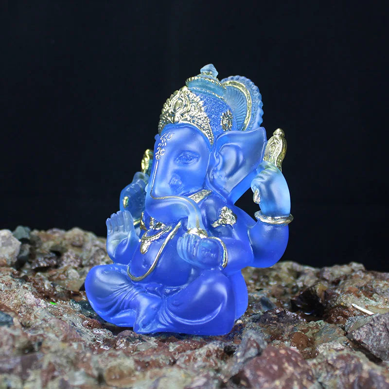 Handmade Resin Lord Ganesha Statue Elephant God Ganpati Figurine for Home Altar Hindu Decor Prosperity Gift