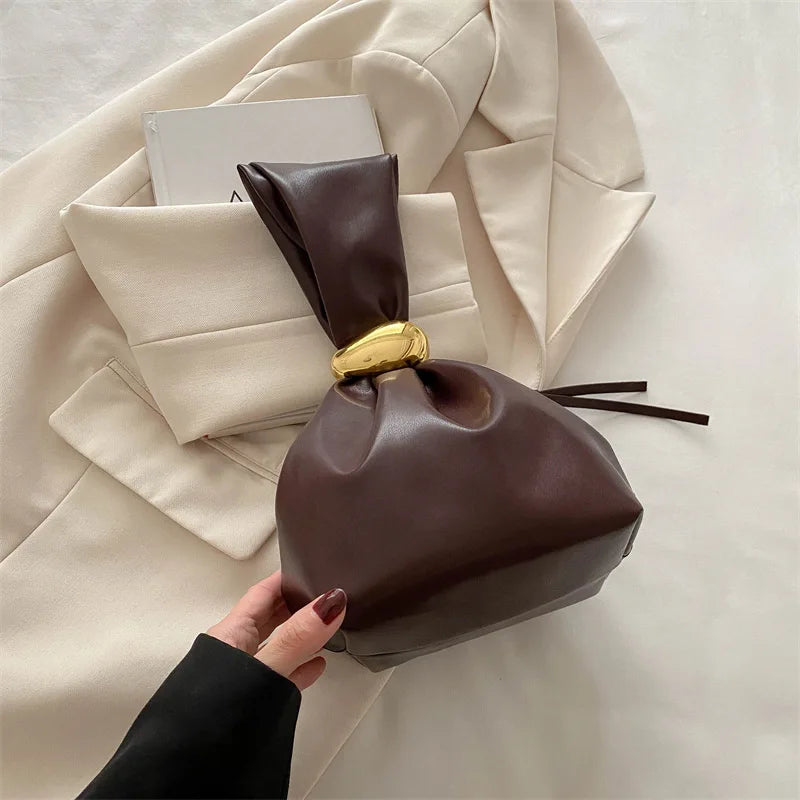 Personalized Soft Leather Clutch Bag Luxury Designer Women Pleated Mini Bucket Pouch Temperament Side Zipper Party Evening Bags