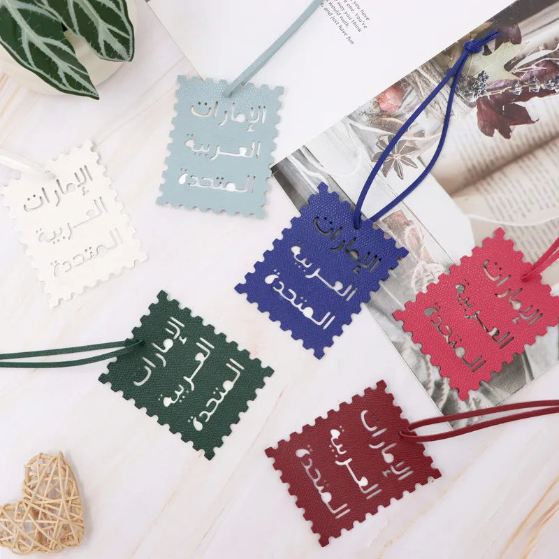 Square Leather UAE Letter Pendant Arabic Travel Label Hanging Ornament Women's Handbag Bag Pendant Personalized Creative Gift
