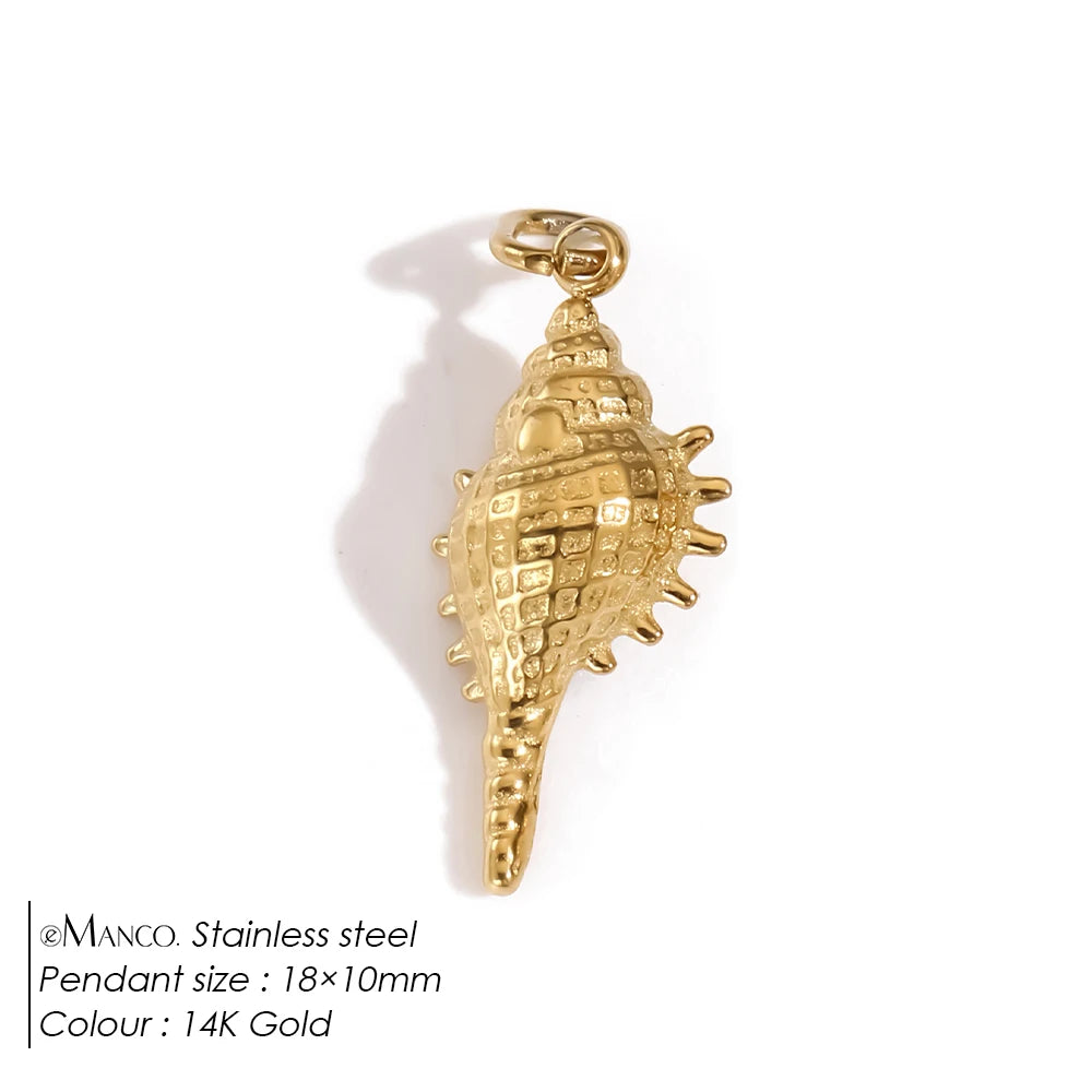 EMANCO Fashion Marine Animals Charms Shell Fish Tail Hippocampus Japonicus Stainless Steel Pendants for Jewelry Making Bulk
