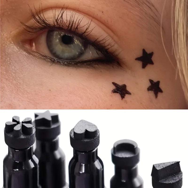 2 in 1 Black Eyeliner Stamp Waterproof Sweat-proof Dual-ended Liquid Eyeliner Quick Dry Easy Applying Eyeliner Pen Lazy Makeup