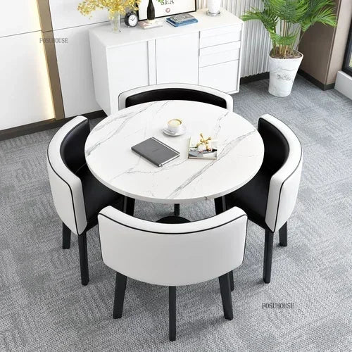 Nordic Round Dining Tables Set for Dining Room Furniture Kitchen Dining Table Set with 4 Chairs Home  Light Luxury Center Tables