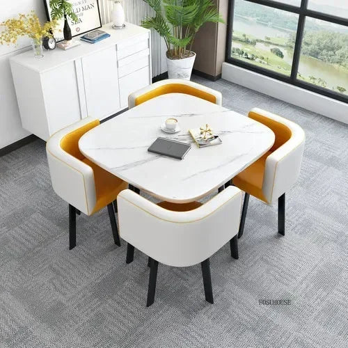 Nordic Round Dining Tables Set for Dining Room Furniture Kitchen Dining Table Set with 4 Chairs Home  Light Luxury Center Tables