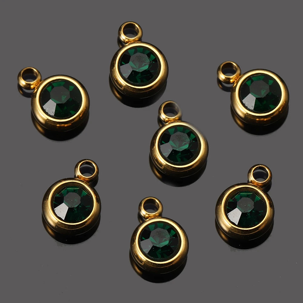 20pcs 6mm Stainless Steel Rhinestone Beads Gold Color Crystal Charms Pendants for Necklace Bracelet Jewelry Making Charm DIY