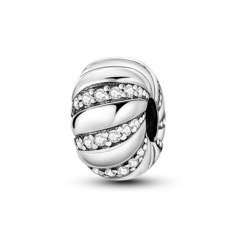 Silver Clasp 925 Sterling Silver CZ Pave Clip Charms Daisy Beads Stopper Safety Chain Fit Original Bangle Bracelet Jewelry Clips