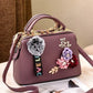 High-End Embroidered Soft Leather Women's Bag Large Capacity Commuter Contrast Color Small Square Bag Cloud Pattern Daily Use