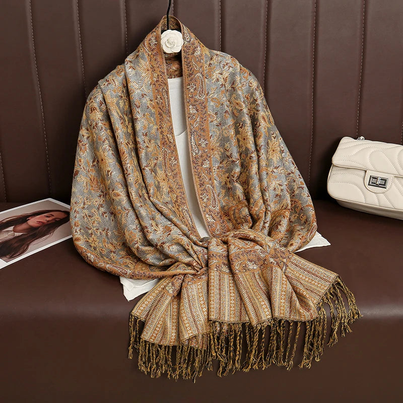 2024 Luxury Brand Cashmere Women Scarf Printed Winter Warm Shawl and Wraps Pashmina Bandana Long Jacquard Paisley Female Foulard