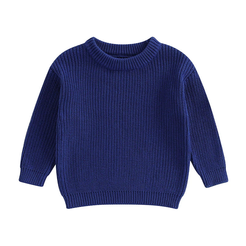 Suefunskry Newborn Baby Girl Boy Knitted Long Sleeve Autumn Winter Sweater Solid Loose Pullover Casual Tops Kids Clothes 0-5Y