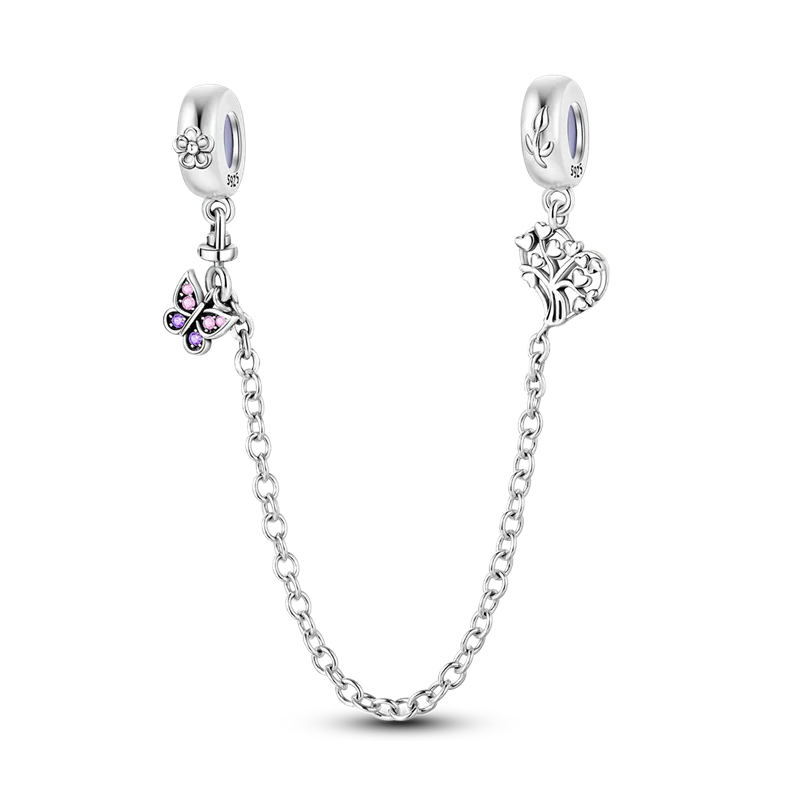 Silver Clasp 925 Sterling Silver CZ Pave Clip Charms Daisy Beads Stopper Safety Chain Fit Original Bangle Bracelet Jewelry Clips