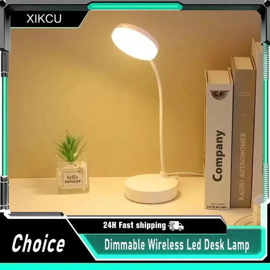 3-Level Dimmable Wireless LED Desk Lamp, Plug-in Powered Touch Control Table Lamp. Portable Night Light for Bedroom, Study Room,