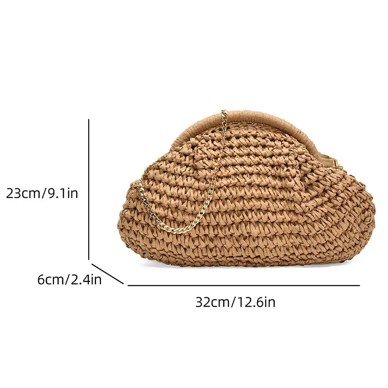 Summer New Straw Weaving Crossbody Bag Fashionable and Casual Shell Bag Women's Shoulder Bag with Excellent Texture