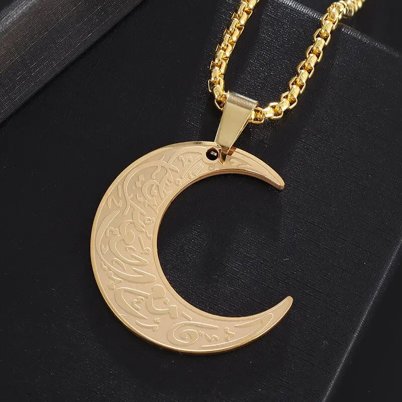 Ayatul Kursi Sutra Stainless Steel Necklace Islamic Muslim Calligraphy Arabian God Messenger Jewelry Ramadhan Festival Gift