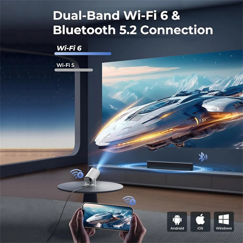 2026 New HY300 Projector 4K Android 11 Wifi6 290ANSI Allwinner H713 BT5.0 1080P 1280*720P Cinema Outdoor Portable Projetors ﻿