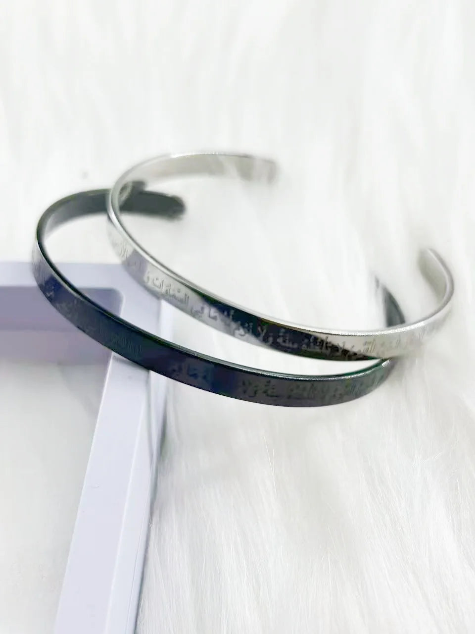 WOUWU Stainless Steel Islamic Ayatul Kursi Sutra Cuff Bangle Hand Bracelet Charm Men and Women