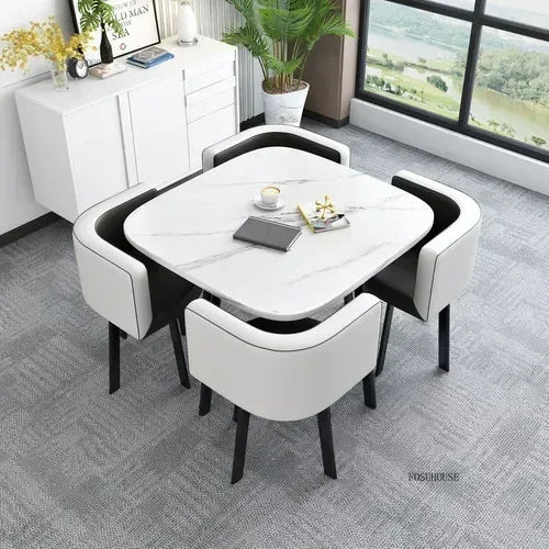 Nordic Round Dining Tables Set for Dining Room Furniture Kitchen Dining Table Set with 4 Chairs Home  Light Luxury Center Tables