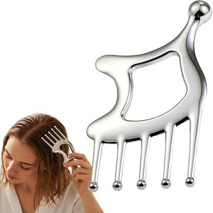 5 in 1 Metal Gua Sha Facial Tools Head Massage Comb Scalp Guasha Massager Point Tool Deep Relaxation Relieving Home SPA