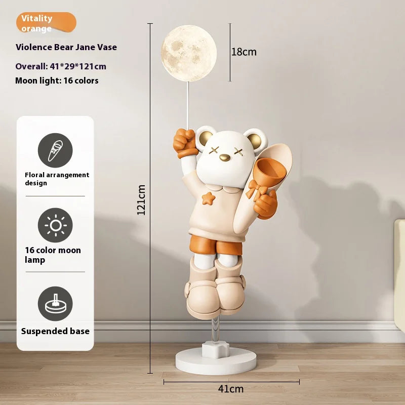 2024 New Violent Bear RGB Floor Light Living Room Bedroom Sofa TV Cabinet Decoration with Bluetooth Sound System Floor Light