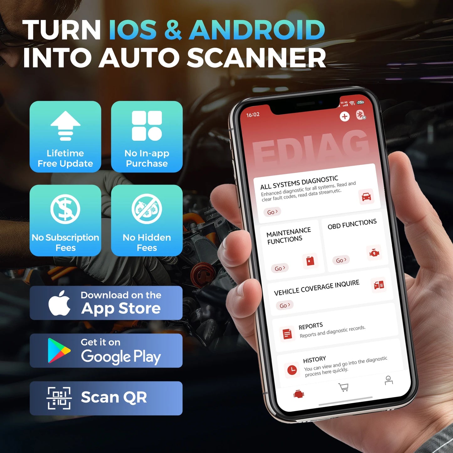 2026 New KINGBOLEN Ediag Elite Lifetime Free Car Diagnostic Tools All System 15 Resets Bi-directional CAN FD Auto OBD2 Scanner