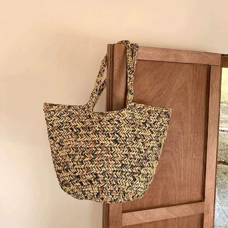 Hylhexyr Fashion Summer Handmade Straw Shoulder Bag Large Capacity Woven Tote Beach Bags For Women