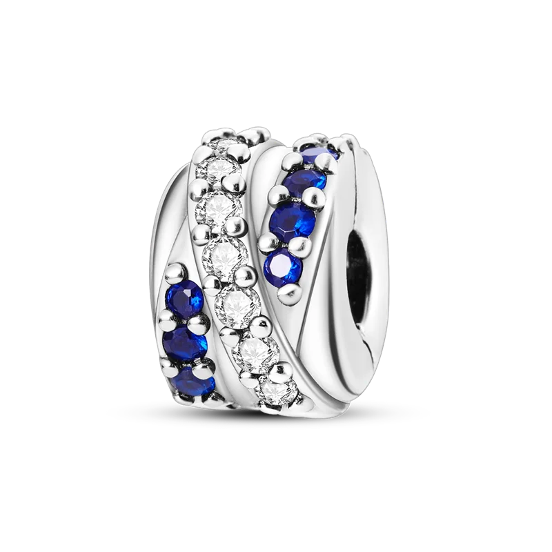 Silver Clasp 925 Sterling Silver CZ Pave Clip Charms Daisy Beads Stopper Safety Chain Fit Original Bangle Bracelet Jewelry Clips