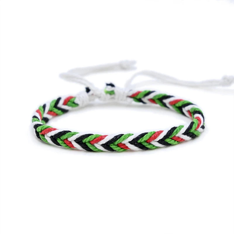 Geometric Polka Dot Palestine Bracelet for Men Women Hand Multicolor Weave Arabic Style Gaza Flag Jewelry Accessories