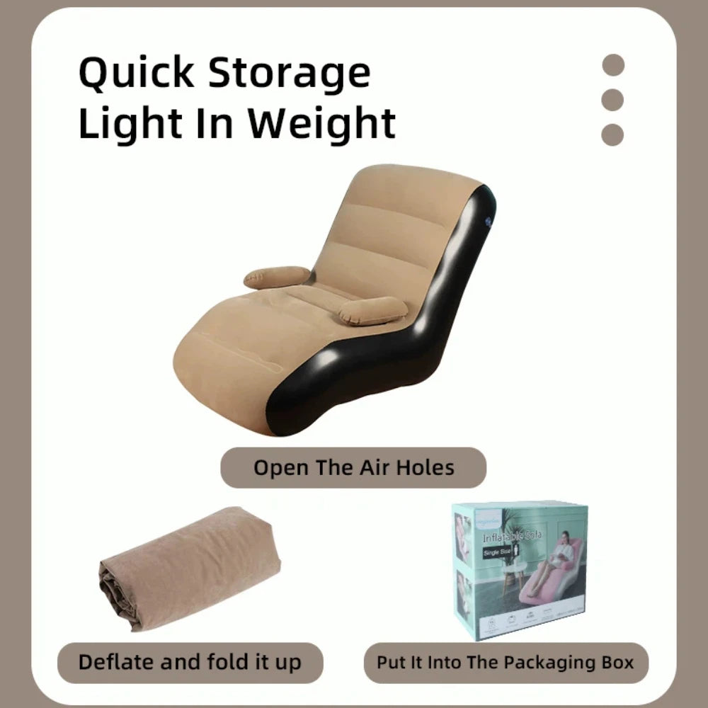 Inflatable Lounger Sofa with Storage Bag for Living Room And Bedroom Lazy Sofa Compact Foldable Seat Cushion