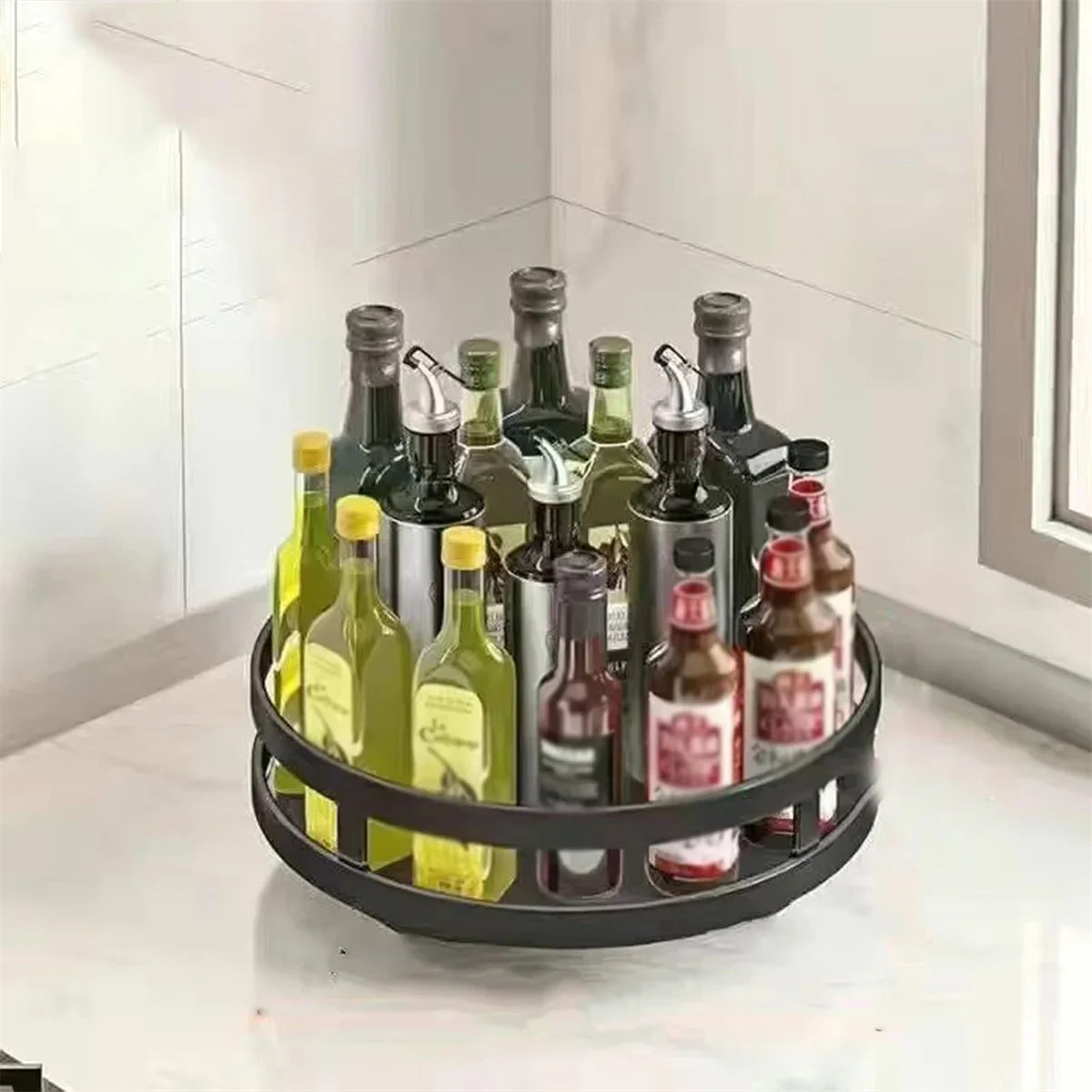 360° Rotatable Kitchen Storage Rack, Spice Organizer Turntable, Clean Storage Rack for Kitchen Accessories