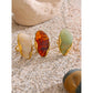 Yhpup New Design Brown Green Beige Resin Geometric Adjustable Ring Golden PVD Stainless Steel Rust Proof Finger Jewelry Gift