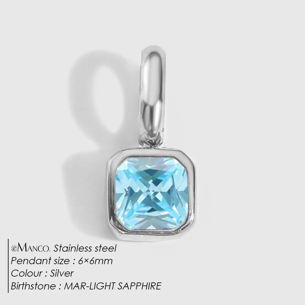 EMANCO Stainless Steel Classic Octagon Birthstone Charms 14K Gold Plated Pendant For DIY Jewelry Making Necklace