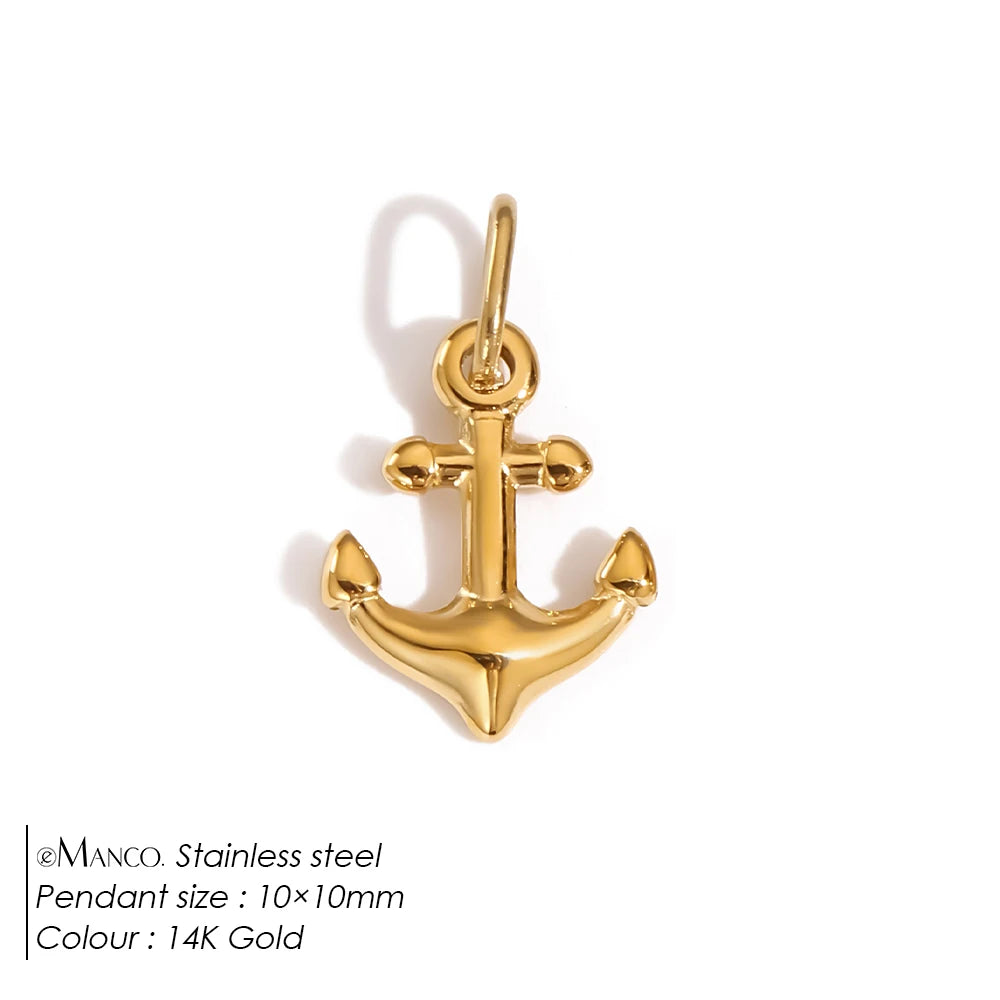 EMANCO Fashion Marine Animals Charms Shell Fish Tail Hippocampus Japonicus Stainless Steel Pendants for Jewelry Making Bulk