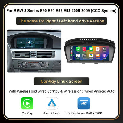 8.8'' Wireless RoadTop CarPlay Android Auto For BMW Series 3 5 E90 E91 E92 E93 E60 E61 CCC CIC System Multimedia Display Screen