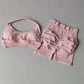 Sexy Halter Neck Beautiful Back High Waist Peach Sports Bras Shorts Suit Pilates Gathering Yoga Vest Training Fitness Bra Sets