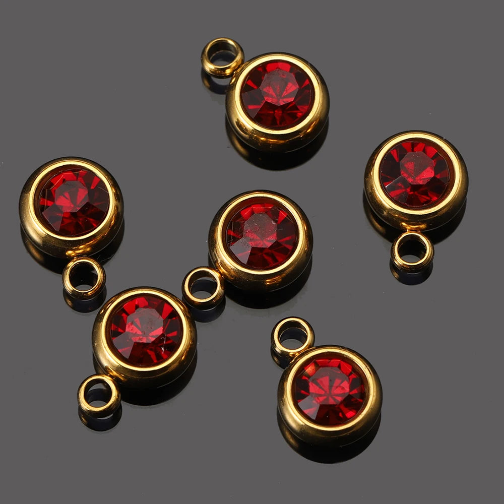 20pcs 6mm Stainless Steel Rhinestone Beads Gold Color Crystal Charms Pendants for Necklace Bracelet Jewelry Making Charm DIY