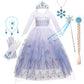 Birthday Kid Girls Cosplay White Elsa Mesh Costumes Snow Queen Elsa Princess Long Dress Halloween Party Carnival Clothes Vestido