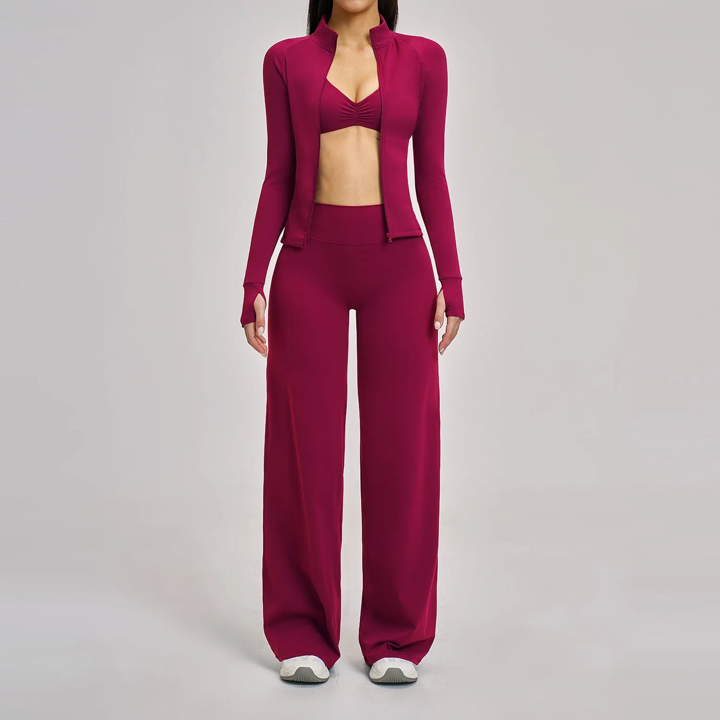 Yoga Set 2/3PCS Workout Outfit Fitness Long Sleeved Sportswear Gym Tracksuit Leggings Set Sports Bra Athletic Wear Women Clothes