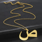 EUEAVAN Arabic Letter Pendant Necklace for Women Men Stainless Steel Arab Initial Alphabet Necklaces Lucky Amulet Muslim Jewelry
