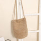 New Large Capacity Handwoven Bucket Bag Solid Color Boho Metal Line Bucket Bag Straw Design Handmade Crossbody Bag Gifts