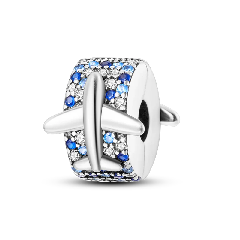 Silver Clasp 925 Sterling Silver CZ Pave Clip Charms Daisy Beads Stopper Safety Chain Fit Original Bangle Bracelet Jewelry Clips
